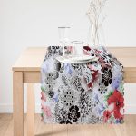 Leopar Ve Damask Zeminde Çiçek Desenli Tasarım Dijital Baskılı Modern Runner Realhomes