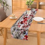 Leopar Ve Damask Zeminde Çiçek Desenli Tasarım Dijital Baskılı Modern Runner Realhomes