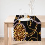 - Runner-4042-1 - Realhomes Altın Zincir Desenli Tasarım Dijital Baskılı Modern Runner Realhomes