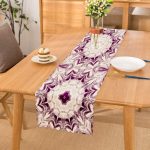 - Runner-4045 - Realhomes Krem Zeminde Mor Desenli Özel Tasarım Dijital Baskılı Modern Runner Realhomes