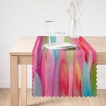 Rengarenk Tüy Desenli Özel Tasarım Dijital Baskılı Modern Runner Realhomes