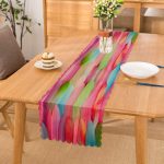 Rengarenk Tüy Desenli Özel Tasarım Dijital Baskılı Modern Runner Realhomes