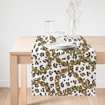 - Runner-4052-1 - Realhomes Leopar Ve Zincir Desenli Özel Tasarım Dijital Baskılı Modern Runner Realhomes