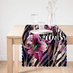 - Runner-4055-1 - Realhomes Zincir Ve Çiçek Desenli Özel Tasarım Dijital Baskılı Modern Runner Realhomes