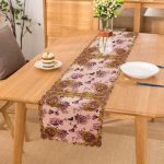 - Runner-4064 - Realhomes Çiçek Ve Altın Motifli Özel Tasarım Dijital Baskılı Modern Runner Realhomes