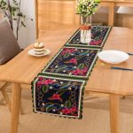 - Runner-4066 - Realhomes Çiçek Altın Ve Kemer Motifli Özel Tasarım Dijital Baskılı Modern Runner Realhomes