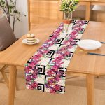 - Runner-4067 - Realhomes Geometrik Zeminde Çiçek Desenli Özel Tasarım Dijital Baskılı Modern Runner Realhomes