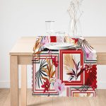 - Runner-4074-1 - Realhomes Geometrik Çerçeveli Çiçek Motifli Özel Tasarım Dijital Baskılı Modern Runner Realhomes