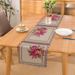 - Runner-4076 - Realhomes Kazayağı Zeminli Çiçek Motifli Özel Tasarım Dijital Baskılı Modern Runner Realhomes