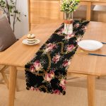 - Runner-4078 - Realhomes Çiçek Ve Zincir Motifli Özel Tasarım Dijital Baskılı Modern Runner Realhomes