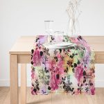 - Runner-4082-1 - Realhomes Rengarenk Zeminde Çiçek Motifli Özel Tasarım Dijital Baskılı Modern Runner Realhomes