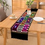 - Runner-4094 - Realhomes Geometrik Zeminde Rengarenk Motifli Özel Tasarım Dijital Baskılı Modern Runner Realhomes