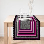 Leopar Zemin Üzerinde Geometrik Motifli Özel Tasarım Dijital Baskılı Modern Runner Realhomes