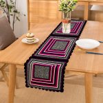 Leopar Zemin Üzerinde Geometrik Motifli Özel Tasarım Dijital Baskılı Modern Runner Realhomes