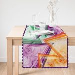 - Runner-4098-1 - Realhomes Renkli Güller Ve Zikzak Motifli Özel Tasarım Dijital Baskılı Modern Runner Realhomes