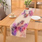 - Runner-4099 - Realhomes Rengarenk Yaprak Desenli Özel Tasarım Dijital Baskılı Modern Runner Realhomes