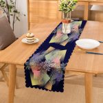 Lacivert Zeminde Etnik Motifli Tasarım Dijital Baskılı Modern Runner Realhomes