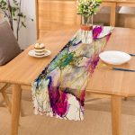 - Runner-4103 - Realhomes Suluboya Ve Altın Motifli Özel Tasarım Dijital Baskılı Modern Runner Realhomes