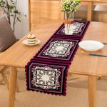 - Runner-4111 - Realhomes Damalı Zeminde Çiçek Motifli Özel Tasarım Dijital Baskılı Modern Runner Realhomes