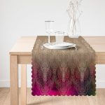 Renkli Zeminde Damask Motifli Özel Tasarım Dijital Baskılı Modern Runner Realhomes