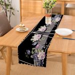 - Runner-4120 - Realhomes Çizgili Zeminde Çiçek Desenli Özel Tasarım Dijital Baskılı Modern Runner Realhomes