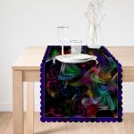 Koyu Zeminde Abstract Motifli Özel Tasarım Dijital Baskılı Modern Runner Realhomes