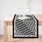 - Runner-4123-1 - Realhomes Siyah Beyaz Geometrik Desenli Özel Tasarım Dijital Baskılı Modern Runner Realhomes