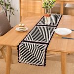 - Runner-4123 - Realhomes Siyah Beyaz Geometrik Desenli Özel Tasarım Dijital Baskılı Modern Runner Realhomes