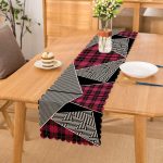 - Runner-4130 - Realhomes Ekose Geometrik Ve Kazayağı Desenli Özel Tasarım Dijital Baskılı Modern Runner Realhomes