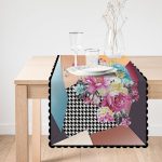 - Runner-4137-1 - Realhomes 3D Zeminde Çiçek Motifli Özel Tasarım Dijital Baskılı Modern Runner Realhomes