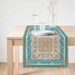 - Runner-4168-1 - Realhomes Gold Kare Ve Mavinin Uyumu Tasarımlı Dijital Baskılı Runner Realhomes