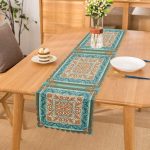 - Runner-4168 - Realhomes Gold Kare Ve Mavinin Uyumu Tasarımlı Dijital Baskılı Runner Realhomes