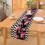 - Runner-4171 - Realhomes  Siyah Zikzak Zeminde İlkbahar Çiçekleri Temalı Runner Realhomes