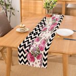 - Runner-4172 - Realhomes Siyah Zikzak Zeminde İlkbahar Çiçekleri Temalı Runner Realhomes