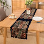 - Runner-4175 - Realhomes Siyah Zeminde Modern Gül Sanatı Motifli Özel Tasarım Runner Realhomes