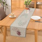 - Runner-4184 - Realhomes Gri Zeminli Çiçek Motifli Özel Tasarım Dijital Baskılı Modern Runner Realhomes