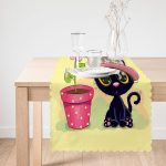 - Runner-420-1 - Realhomes  Sevimli Kediler Dijital Baskılı Dekoratif Runner Realhomes