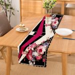 - Runner-4236 - Realhomes Siyah Zemin Pembe Ve Mavi Güller Özel Tasarım Runner Realhomes