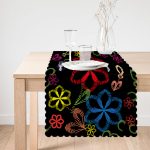 - Runner-4829-1 - Realhomes  Siyah Zeminde Çiçek Motifleri Özel Tasarım Runner Realhomes