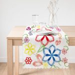 Beyaz Zeminde Çiçek Motifleri Özel Tasarım Runner Realhomes