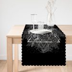 - Runner-5007-1 - Realhomes  Siyah Zeminde Beyaz Dekoratif Desenli Runner Realhomes