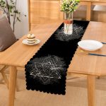 - Runner-5007 - Realhomes  Siyah Zeminde Beyaz Dekoratif Desenli Runner Realhomes