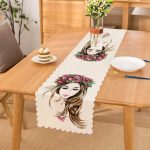 Beyaz Zeminde Rankli Kalem Çizimli Dekoratif Modern Runner Realhomes