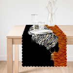 Siyah Ve Karamel Zeminde Zenci Kadın Dijital Baskılı Runner Realhomes