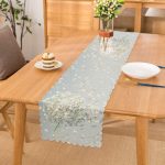 - Runner-5113 - Realhomes  Mavi Zeminde Beyaz Ortanca Çiçeği Baskılı Runner Realhomes