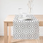 - Runner-5116gri-1 - Realhomes  Özel Tasarım Gri Ikat Desenli Dijital Baskılı Runner Realhomes