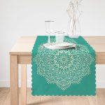 - Runner-5119-1 - Realhomes  Turkuaz Zeminde Mandala Baskılı Modern Runner Realhomes