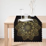 Siyah Zeminde Gold Mandala Motifli Runner Realhomes