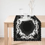 - Runner-5127-1 - Realhomes Siyah Zeminde Kare Mandala Desenli Özel Tasarım Runner Realhomes