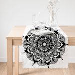 - Runner-5128-1 - Realhomes  Beyaz Zeminde Çiçek Mandala Desenli Runner Realhomes